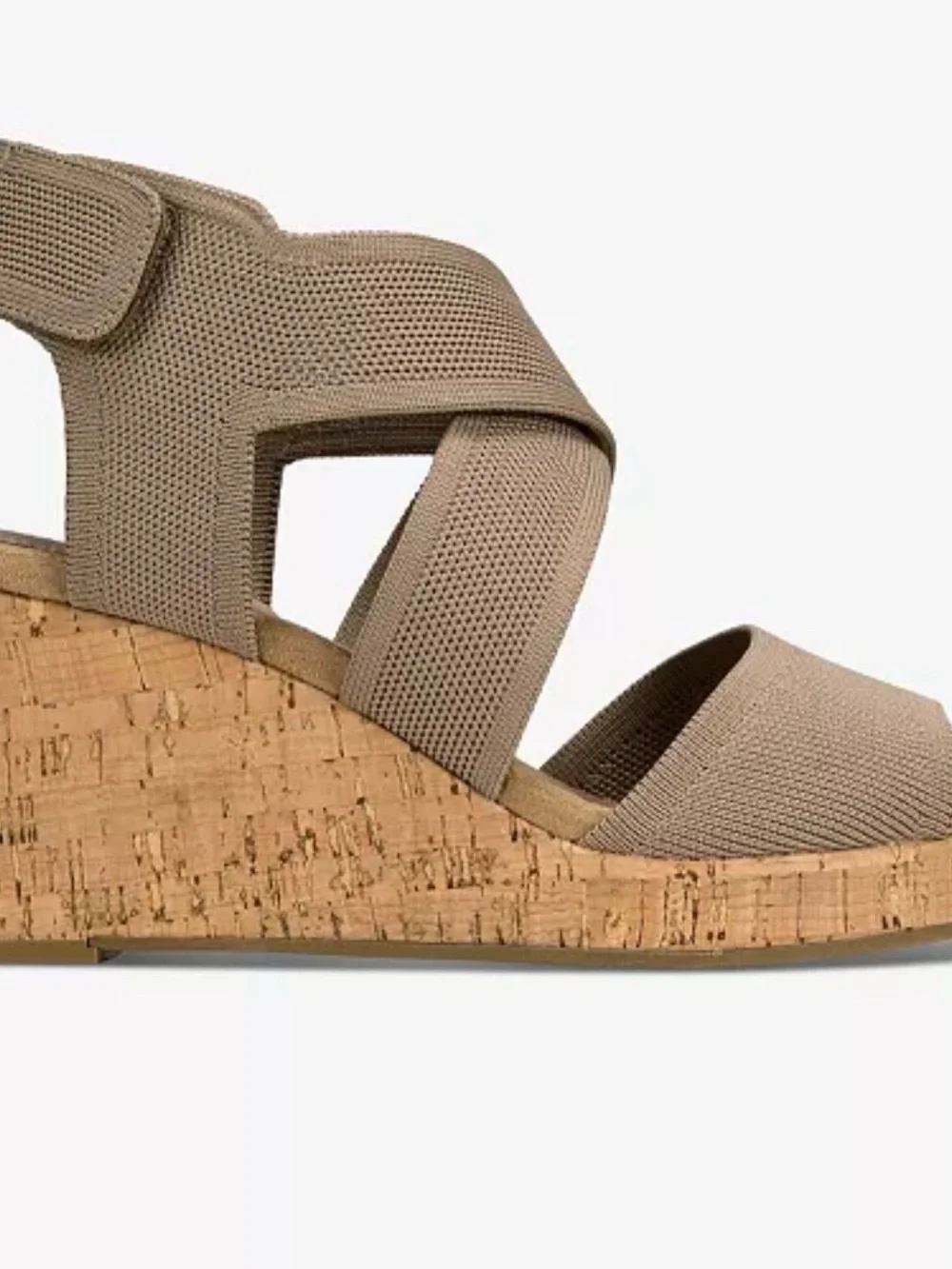 Style & Co. Taupe Elastic Strappy Cork Wedge Sandal